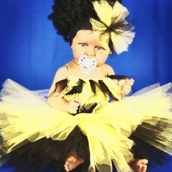 BLACK FRIDAY SALE - Baby TuTu Dress & Headband Black & Yellow Size NB - 6 Mos. - Picture 9 of 10
